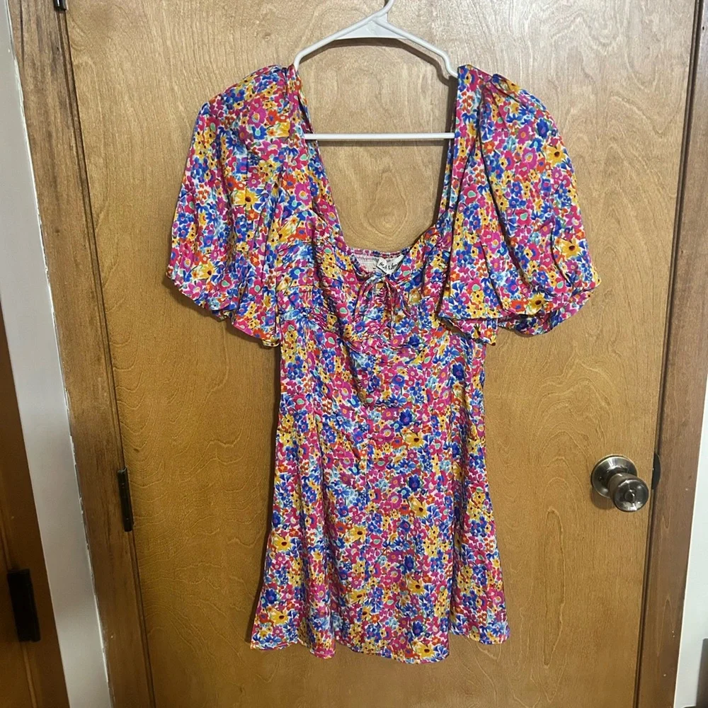 For Love & Lemons Women’s Sasha Mini Dress Blue Ditzy Floral - Size Small 🍋 - Picture 4 of 8